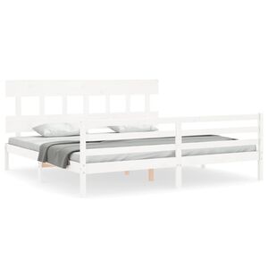 vidaXL Bed Frame without Mattress White Super King Size Solid Wood