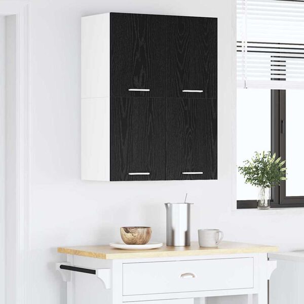 vidaXL Hanging Cabinet 2 pcs Black Oak and White 60 x 31 x 40 cm