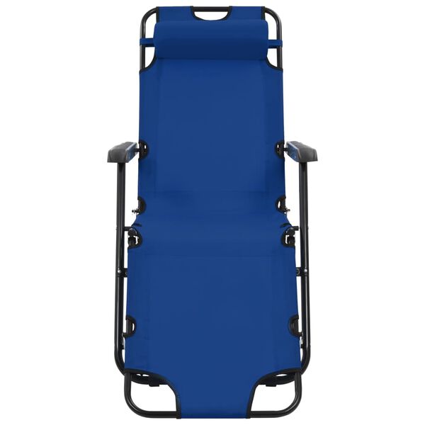 vidaXL Folding Sun Loungers 2 pcs with Footrests Steel Blue