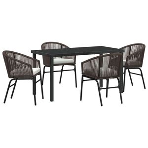 vidaXL Garden Dining Set 5 pcs Brown Powder-Coated Steel