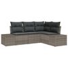 vidaXL Garden Sofa Set with Storage 4 pcs Grey Poly Rattan