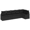 vidaXL Sofa Set with Cushion 6 pcs Black Poly Rattan