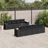 vidaXL 9 Piece Garden Sofa Set with Cushions Black Poly Rattan