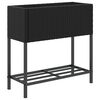vidaXL Garden Planter with Shelf Black Poly Rattan