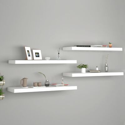 vidaXL Floating Wall Shelves 4 pcs White 80x23.5x3.8 cm MDF