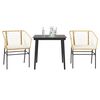 vidaXL 3 Piece Garden Dining Set with Cushions Brown Poly Rattan Glass