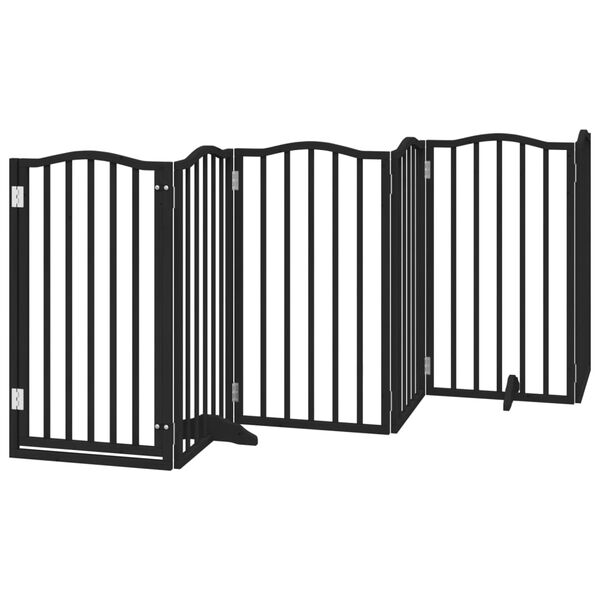 vidaXL Dog Gate with Door Foldable 6 Panels Black 300 cm&nbsp;Poplar Wood