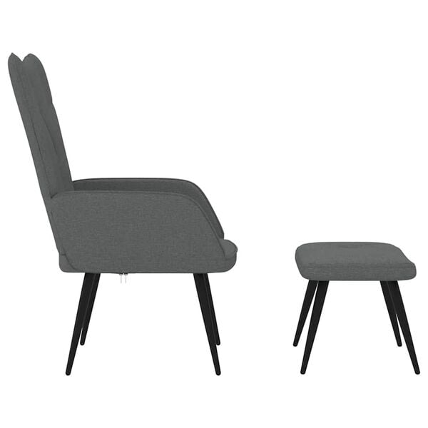 vidaXL Relaxing Chair with a Stool Dark Grey Fabric