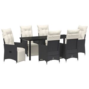 vidaXL Garden Dining Set 7 pcs Black Poly Rattan