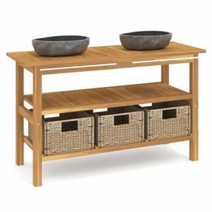 vidaXL Vanity Cabinet With Sink | Teak Wood, Black | Teak Wood | Large