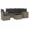 vidaXL 6 Piece Garden Sofa Set with Cushions Grey Poly Rattan