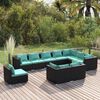 vidaXL 10 Piece Garden Lounge Set with Cushions Poly Rattan Black