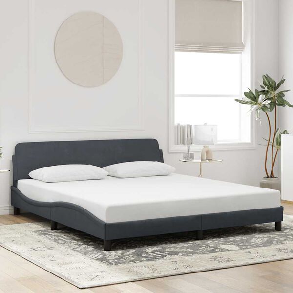 vidaXL Bed Frame "Dover" Dark Grey 180x200 cm King Velvet
