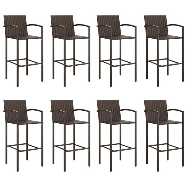 vidaXL 9 Piece Garden Bar Set Brown Poly Rattan