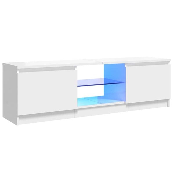 vidaXL TV Cabinet with LED Lights High Gloss White 120x30x36 cm