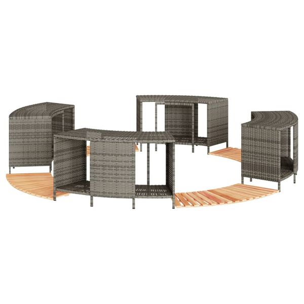 vidaXL Hot Tub Surround Grey Poly Rattan and Solid Wood Acacia