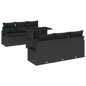 vidaXL Garden Sofa Set 7 pcs Black Poly rattan