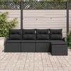 vidaXL Sofa Set with Cushion with Storage 5 pcs Black Poly Rattan