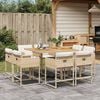 vidaXL 9 Piece Garden Dining Set with Cushions Beige Poly Rattan