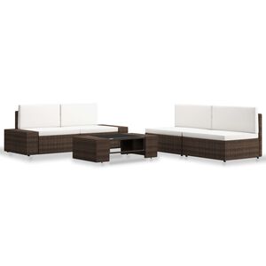 vidaXL 5 Piece Garden Lounge Set Poly Rattan Brown