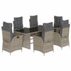 vidaXL 7 Piece Garden Dining Set with Cushions Grey Poly Rattan