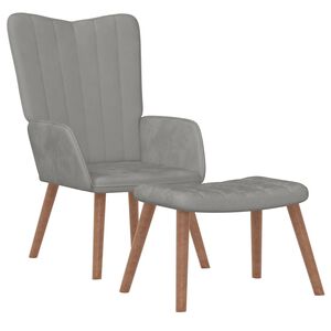 vidaXL Relaxing Chair With Stool | Light grey | Velvet (100% polyester)