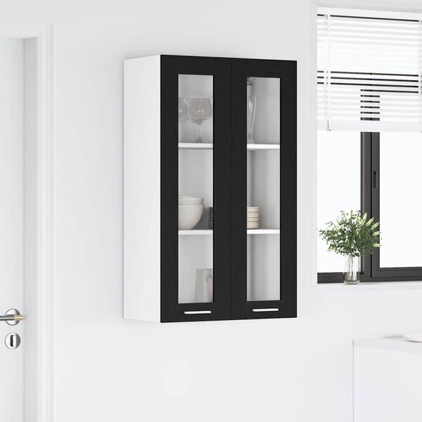 vidaXL Hanging Cabinet Riga Black Oak 60 x 31 x 100 cm Engineered Wood