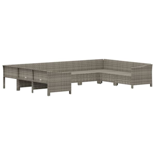vidaXL 9 Piece Garden Lounge Set with Cushions Grey Poly Rattan