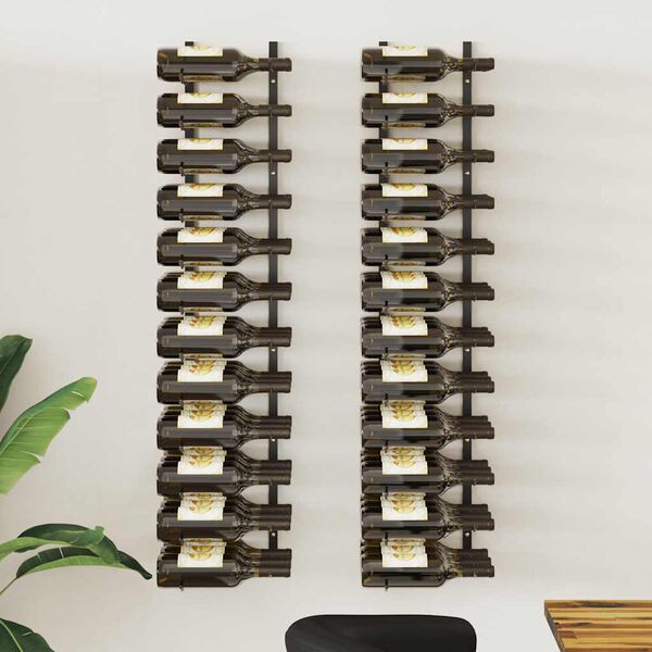vidaXL Wall-mounted Wine Racks for 72 Bottles 2 pcs Black Iron