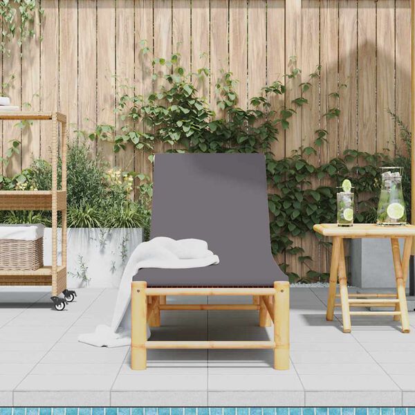vidaXL Sun Lounger with Cushions 55x199x30 cm Bamboo