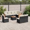 vidaXL 9 Piece Garden Sofa Set with Cushions Black Poly Rattan