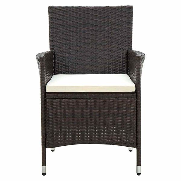 vidaXL 3 Piece Outdoor Dining Set Poly Rattan Brown