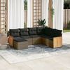 vidaXL 7 Piece Garden Sofa Set with Cushions Grey Poly Rattan