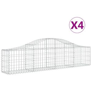 vidaXL Arched Gabion Baskets 4 pcs 200x30x40/60 cm Galvanised Iron