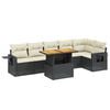 vidaXL 7 Piece Garden Sofa Set with Cushions Black Poly Rattan