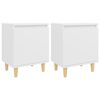 vidaXL Bed Cabinets with Solid Wood Legs 2 pcs White 40x30x50 cm