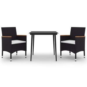 vidaXL Garden Dining Set | Black Table | PE rattan | Medium | Durable
