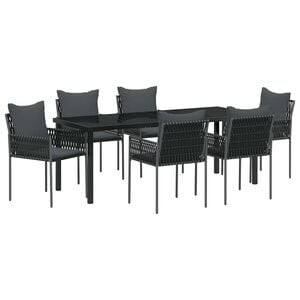 vidaXL Garden Dining Set 7 pcs Black and Grey PE Rattan