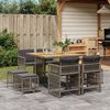 vidaXL 9 Piece Garden Dining Set with Cushions Grey Poly Rattan