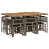 vidaXL 11 Piece Garden Dining Set with Cushions Grey Poly Rattan