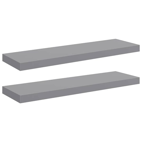 vidaXL Floating Wall Shelves 2 pcs Grey 80x23.5x3.8 cm MDF