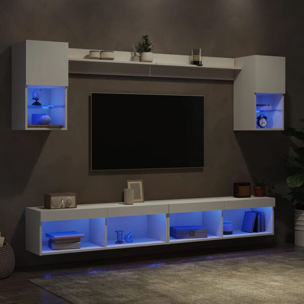 vidaXL 6 Piece TV Wall Units with LED White Engineered Wood