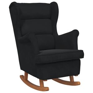 vidaXL Rocking Chair Wingback Black Velvet and Solid Wood