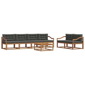 vidaXL Outdoor Sofa Set with Cushion 7 pcs Natural and Anthracite