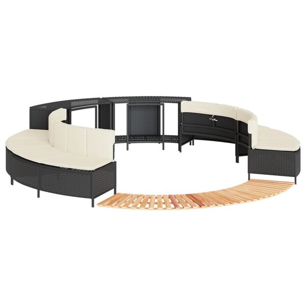 vidaXL Hot Tub Surround Black Poly Rattan and Solid Wood Acacia