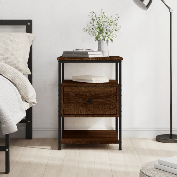 vidaXL Bedside Cabinet Brown Oak 40x42x56 cm Engineered Wood