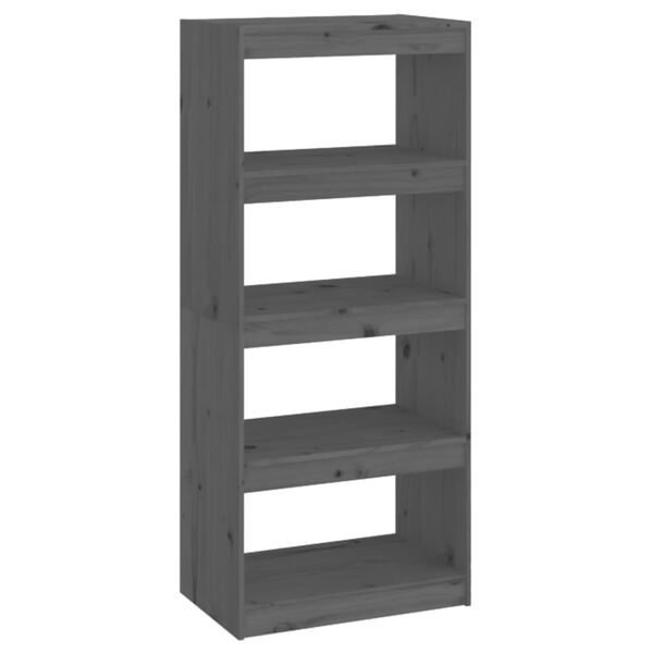 vidaXL Book Cabinet/Room Divider Grey 60x30x135.5 cm Solid Wood Pine