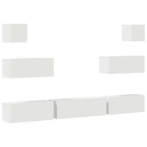 vidaXL 7 Piece TV Cabinet Set White Engineered Wood