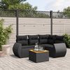 vidaXL 5 Piece Garden Sofa Set with Cushions Black Poly Rattan