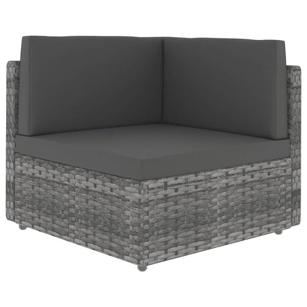 vidaXL 9 Piece Garden Lounge Set with Cushions Grey Poly Rattan